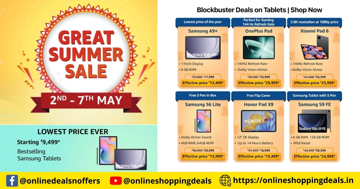 Amazon Great Summer Sale 2024 Blockbuster Deals on Tablets