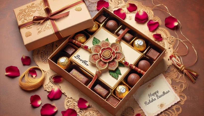 Buy Personalized Rakhi with Chocolate Hamper for Brother as Happy Raksha Bandhan Gift